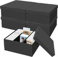 REAQUE 5 Pack Photo Storage Boxes for 4" x 6" Pictures, 3-Compartment Portable Photo Organizer Boxes with Lids, Craft Supply Container for Stickers, Scrapbooking, Stamps, Seeds, Memory Keepsakes