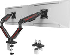 Fydeamer Dual Monitor Arm for 17-35" Screens up to 24.2 lbs, Ergonomic Gas Spring Monitor Stand with Height Adjust, Tilt, Swivel & Cable Management, VESA Desk Mount with 2 Types of Installation, Black
