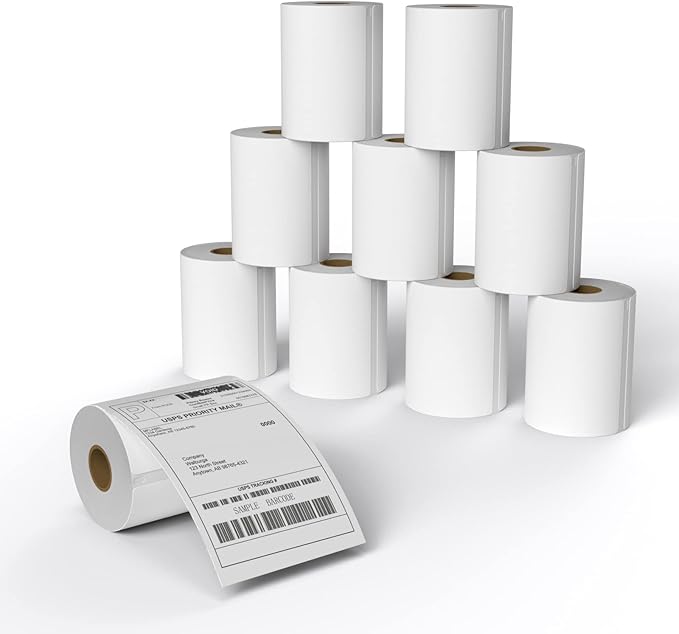MFLABEL 4x6 Direct Thermal Shipping Labels - 10 Rolls, 220 Labels/Roll, Perforated Postage Paper with Alignment Hole, Compatible with 4XL LabelWriter 1744907 & 1755120, Rollo for USPS, UPS
