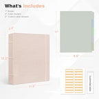 Ospelelf Vintage Hardcover 3 Ring 2 inch Leather Binder, Professional Binders Organizer Suitable for Letter Size Documents, Binder Dividers with Tabs, Rose Gold