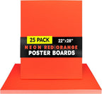 Hygloss Large Poster Board 22x28 - 25 Neon Red-Orange Single Color Poster Boards Bulk Pack - 10 Pt. Thickness Colored Poster Board Paper for Projects, Signs, Displays - Posterboard Multipack 22" x 28"