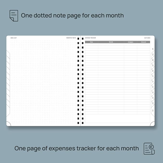 POPRUN Monthly Planner 2026-2027 (Large 8.5" x 10.5") 18 Months Calendar Book(Jan 2026 - Jun 2027) - 4 Pages per Month with Expense & Notes, Stair-like tabs, Leather Cover - Night Sky Blue