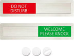Do Not Disturb Sign, Privacy Door Status, Please Knock Sign for Home Office Restroom Conference Hospital Hospital, Non-Scratch Magnetic Slider Door Indicator Signs, 7'' x 1.5'' - Stainless Steel