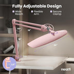 Neatfi XL 2,200 Lumens LED Task Lamp, 24W Super Bright Desk Lamp, 117 Pcs SMD LED, 4 Level Brightness, Dimmable, Task Light for Home, Office, Workbench (Non-CCT, Rose Gold)