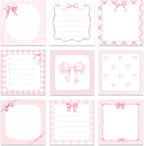 Pink Bow Sticky Notes Gifts - Lovarywow 9 Pack Pink Bow Sticky Notes Set 3x3 Inch Bowknot Post Notepads Gifts for Girls Women Cute Self Adhesive Memo Pad Office School Supplies 450 Sheets