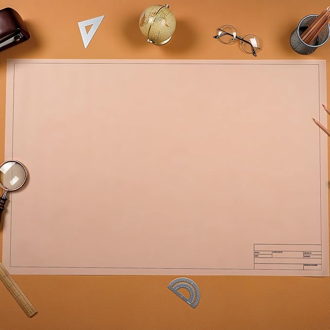 Tatuo 15 Sheets Architectural Vellum Paper 18 x 24 Inch Drafting Vellum Tracing Sheets Semi Translucent Drafting Paper Rag with Border and Title Block for Drawing Sketching Architecture Building