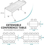 Goakwwuz Conference Room Table, Folding Conference Tables,Thicken Grey Tabletop,Flip Top Wooden Seminar Meeting Room Table for Conference Room Offices (4, BlackWoodGrain, 70.8”)