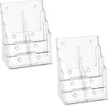 zavekia 2 Pack 3 Tier Acrylic Brochure Holder 8.5 x 11 inch, Clear Literature Organizer Magazine Stand with Removable Divider for 4 x 9 inch Brochures,Magazine Holder,Flyer Holder