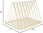 Sooyee 9 Slot Gold Magazine Holder,Desktop File Sorter Organizer Triangle Bookshelf Decor Home Office