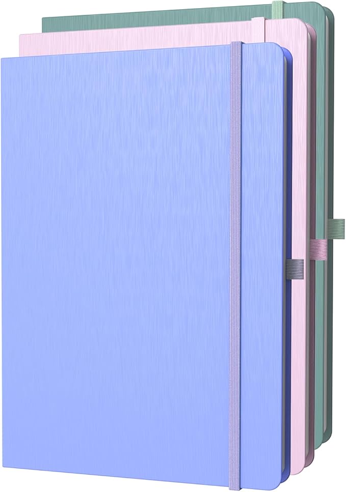 ONAVIA A4 Lined Journal Notebook, 8mm Ruled Notepad, Journaling for Writing, Work, School, Travel and Note Taking, Hardcover 160 Pages (80 Sheets) 8.27 x 11.6 inches, 3 Pack Multicolored