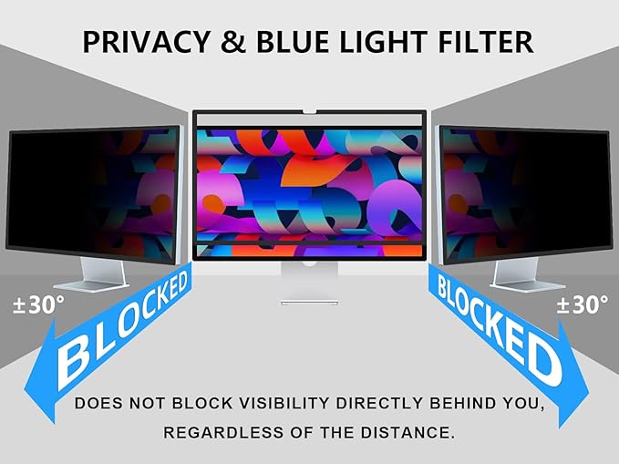 FILMEXT [2-Pack[2022 New] 27 inch privacy screen for monitor compatible with Apple Studio Display 27" Only,Removable Computer Monitor Privacy Screen Shield Anti Blue Light Filter
