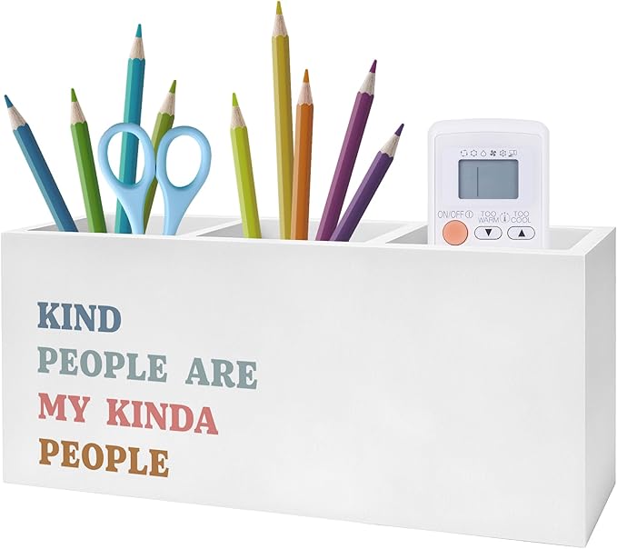 Exqcom Kind People Are My Kinda People Pen Pencil Holder, Teacher Appreciation Gifts, Positive Affirmations Humorous Pencil Pen Holder Organizer for Teacher Office Desk Accessories