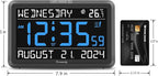 DreamSky Large Digital Clock with Date and Day of Week - Electric Desk Clock for Seniors Elderly, Bedroom Alarm Clock with Battery Backup, Dimmer, USB Port, Auto DST, Temperature, Adjustable Volume