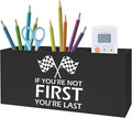 Exqcom Funny Car Racing Pen Pencil Holder for Kids Boys, Inspirational If You're Not First You're Last Pencil Pen Holder Organizer for Home Office Desk Accessories, Race Car Room Decor