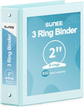 SUNEE 3 Ring Binder 2 Inch 1 Pack, Clear View Binder Three Ring PVC-Free (Fit 8.5x11 Inches) for School or Office Supplies, Pastel Blue
