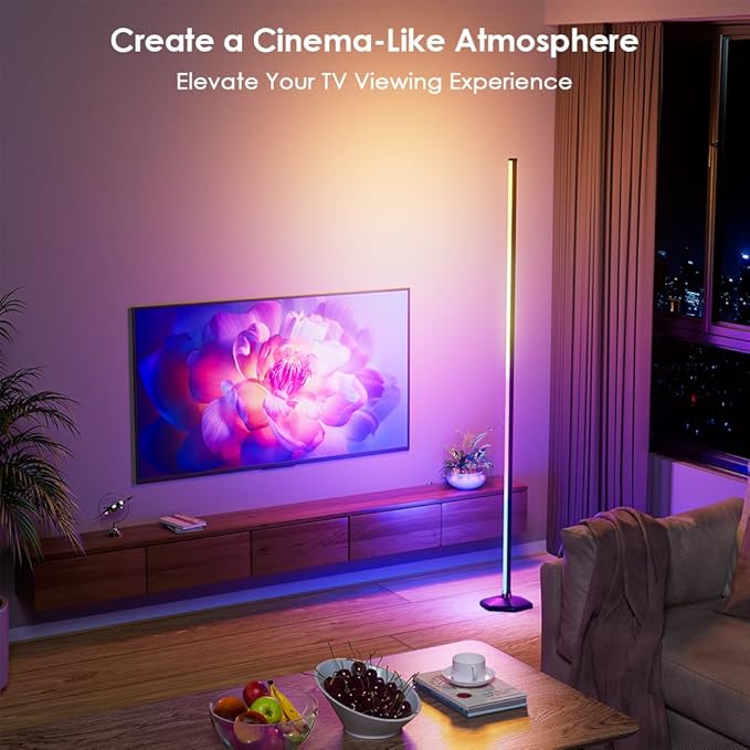 YIKBIK 2PCS RGB Floor Lamp, Bluetooth APP and Remote Control 65" Smart Modern Standing Lamp Music Sync 16 Million DIY Colors Changing LED Floor Lamp with Heavy Base for LivingRoom Bedroom GameRoom