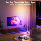 YIKBIK RGB Corner Floor Lamp, 65" Color Changing LED Floor Lamp Bluetooth APP Remote Control Music Sync Modern Standing Lamp 16 Million DIY Colors with Heavy Base for Living Room Bedroom GameRoom