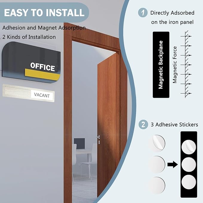 Vacant Occupied Privacy Sign, Vacant Occupied Door Sign for Home Office Restroom Conference Hotels Hospital, Slider Door Indicator Tells Whether Room Vacant or Occupied, 7'' x 1.5'' - Stainless Steel