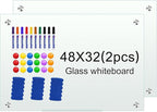H-Qprobd Glass White Board for Wall Dry Erase Board 48" x 32" (2pcs) Magnetic Presentation Whiteboard for Home, Office and School