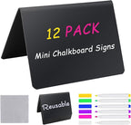 12PCS Mini Chalkboard Signs, 4"x3" Food Labels for Party Buffet, Reusable Table Sign Chalk Board for Weddings, Birthday Parties, Message Board Signs and Event Decoration