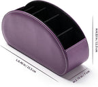 Remote Control Holders Organizer Box with 5 Compartment PU Leather Multi-functional Office Desk Storage Caddy Store Tv Remote for Media Player,Brush,Pencil,Glassees&Office Supplies (Dark purple)