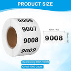 PATIKIL 0.8 x 1.6 Inch Inventory Number Sticker, 2 Roll 9001 to 10000 Consecutive Number Labels Self-Adhesive Labels Tag 1000 Stickers for Office Warehouse Numbering Classification, Black