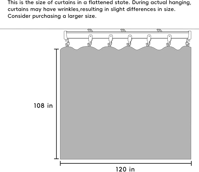 Hoeflife Room Divider Curtains Blackout Floor to Ceiling Curtain with Hook Wall Mount Sliding Door Curtains Ceiling Mount Extra Wide Curtain Wall Divider for Room Separation(Light Grey,W120 x H108 in)