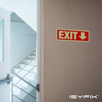 iSYFIX Exit Signs with Directional Down Arrow, Glow in the Dark, Photoluminescent Aluminum 12x4 Inch - 12 Pack, Laminated for UV & Weather Resistance, Ideal for Offices, Schools, Theaters & More