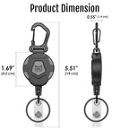 MNGARISTA Retractable Keychain, Heavy Duty Carabiner Badge Holder, Tactical ID Badge Reel with 31.5” Steel Retractable Cord, 8.0 oz