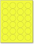 NextDayLabels - 8-1/2 x 11 Neon Color High Light Fluorescent Labels for Laser & Inkjet Printer (Yellow Fluorescent, 1.66" Round - 24 Per Page | 600 Labels)