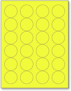 NextDayLabels - 8-1/2 x 11 Neon Color High Light Fluorescent Labels for Laser & Inkjet Printer (Yellow Fluorescent, 1.66" Round - 24 Per Page | 600 Labels)