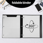 Tashkummy 360 Degree Pivotable Binder, Upgraded 3 Ring Binder 1 inch, Flexible Binders 3 Ring, Foldable Three Ring Binders- White