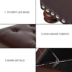 Decent Home Leather Storage Ottoman Bench Foot Rest Stool with Nailhead Trim (Dark Brown - Button Tufted Leather)