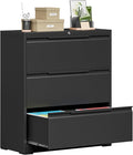 Bestoo 3-Drawer Lateral File Cabinet with Lock, Filing Cabinet for Home Office, Metal File Storage Cabinets, Fits File Folders, Letter/Legal/F4/A4 Sizes, Assembly Required (Black)