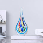 9" Tall Sculpture Hand Blown Glass Decor, Paperweight for Office Desk, Modern Glass Art Figurines Mediterranean Beach House Decor, Living Room Coffee Shelves Table Top Decoration (Multicolor)