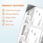 BESTEASY 1000 Half Sheet Self Adhesive Shipping Labels, Laser/Ink Jet White Blank Shipping Labels 8.5" x 5.5" Address Labels (500 Sheet Total 1000 Labels)