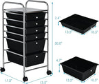 Giantex Rolling Storage Cart with 6 Drawers, Multipurpose Mobile Organizer Cart for Tools Scrapbook Paper Home Office School (Black)