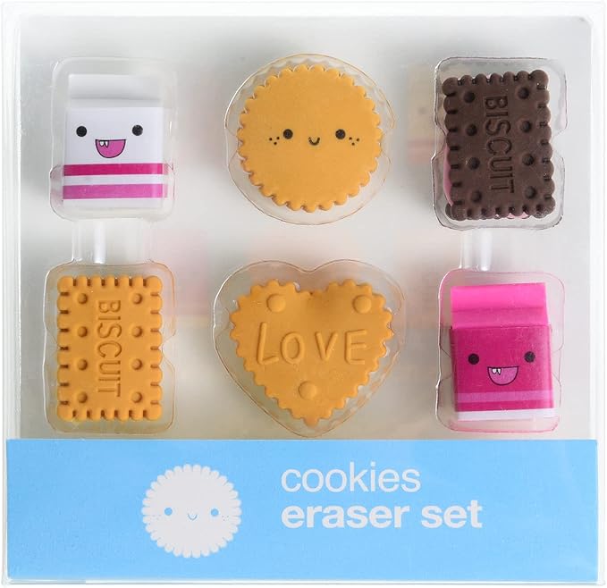 Cookie Erasers for Kids, 12 Pieces 3D Cute Food Puzzle Mini Biscuit Eraser, Cool Fun Take Apart Desk Pet Erasers for Girls