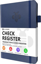 KUMEER Check Register – Elegant Check Registers for Personal Checkbook with Check & Transaction Registers, Hardcover Checkbook Log 5.2x7.6" (Navy Blue)