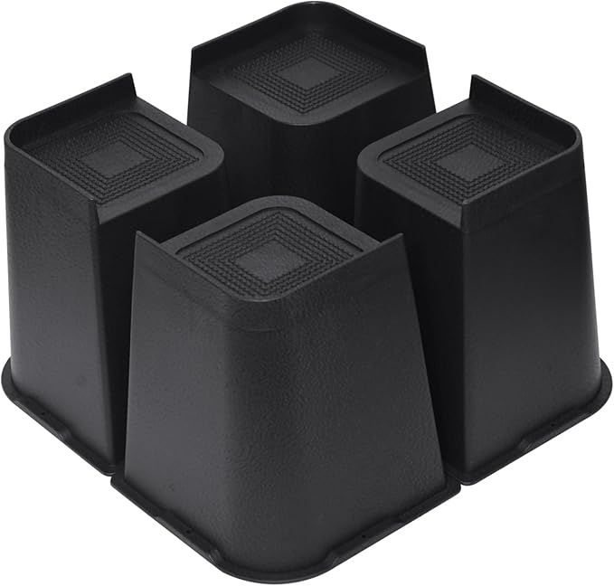 MXMZHXU Bed Risers 2 inch, 3 inch, 4 inch, 6 inch or 8 inch Heavy Duty Furniture Risers, Up to 6000 Lbs L Shaped Design Bed Lifts Blocks for Couch Desk Sofa Table (Black, 8 Inch 4 Pack)