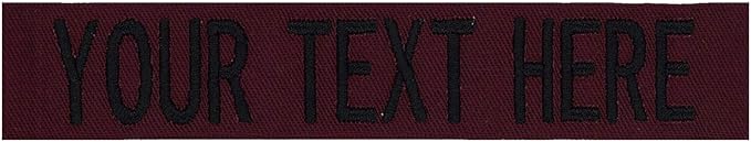 Custom Uniform Name Tapes Solid Colors. Made in The U.S.A. Ships Under 24 Hours. Maroon Fabric, 4 Inch Hook Fastener (Uniform Ready Fastener)