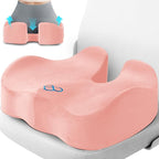 CushyOasis Seat Cushion, Chair Cushions, Office Chair Cushions, Anti-Slip Bottom & Removable Cover Tailbone Pain Relief Cushion, Memory Foam Seat Cushion, 5.28 in Thick (Pink)