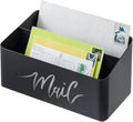 MyGift 2 Slot Modern Matte Black Metal Desktop Mail Sorter with Cutout Script Lettering, Office Desk or Home Entryway Table Incoming Outgoing Letter Holder