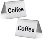 New Star Foodservice Stainless Steel Table Tent Sign (Silver (Coffee), 2 x 2-Inch (Set of 2))