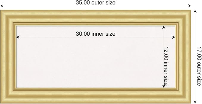 Amanti Art White Cork Board for Wall, 17x35 Vision Board with Gold Frame, Medium Corkboard Office Decor for Home Organization, Traditional Corkboard Pinboard to Display Items for Home Organization