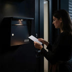 Solar Wall Mount Mailbox for Outside - Auto LED Light at Dusk, Large Locking Mail Box (13 x 3.7 x 12.2 Inches) with Key, Secure Metal Mailboxes for House Outside, Waterproof & Rust-Proof