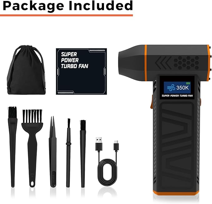 Hovinke Mini Blower-350000RPM 3-Gear Adjustable Electric Duster with LED Display and Light, Rechargeable Electric Air Broom Dust Blower for Keyboard, Car, Replace Compressed Air Can