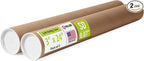 3" x 24" Reinforced Kraft Paper Mailing Tubes, Pack of 2 Tubes with 2 Caps Each – USPS Approved Poster Tube – Made in USA Cardboard Tube for Shipping and Storing Posters, Prints, Artwork, or Documents