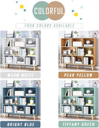 IOTXY Wooden Open Shelf Bookcase - 3-Tier Floorstanding Display Cabinet Rack with Legs, 8 Cubes Free Standing Bookshelf, Bright Blue