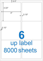 BESTEASY Sticker Labels Compatible Laser/Ink Jet Shipping Labels (8000 Sheets, 6 up-3-1/3 x 4")